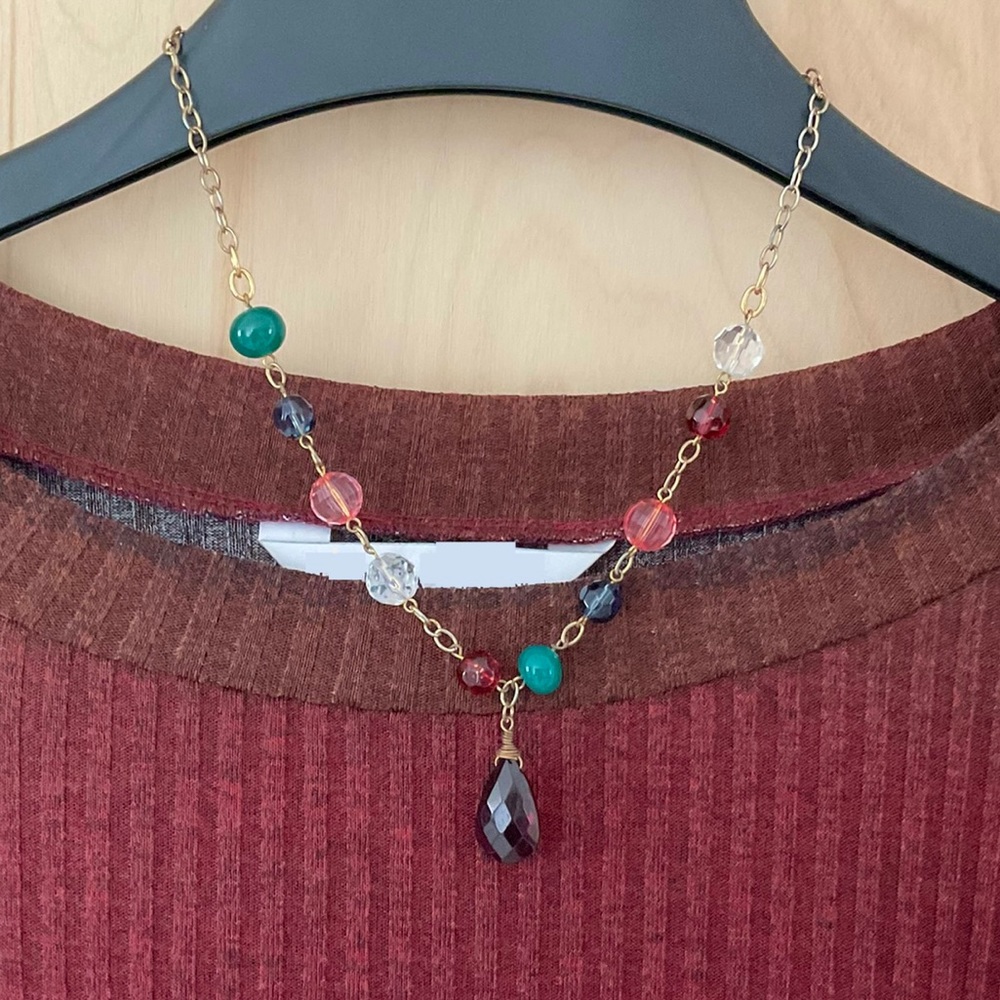 Vintage MultiColor Glass Necklace EUC